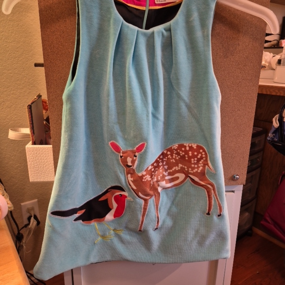 Blue Sleeveless Top with Animal Print
